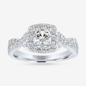 Brand New White Genuine Sapphires Sterling Silver Cocktail Ring 7